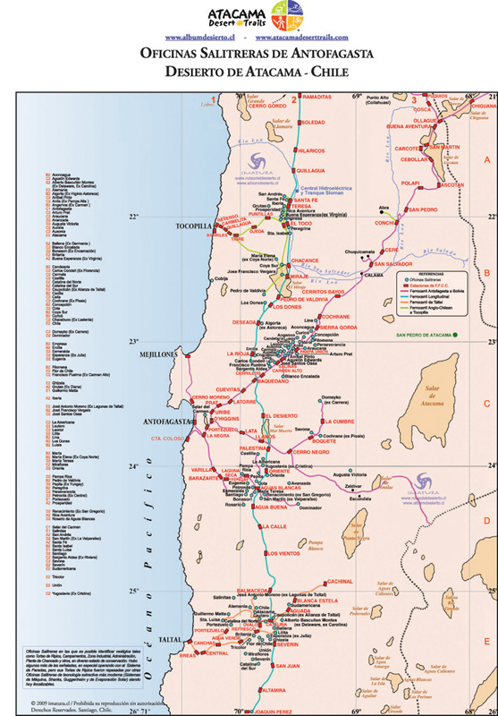 Mapa Oficinas Salitreras de Antofagasta $11.900