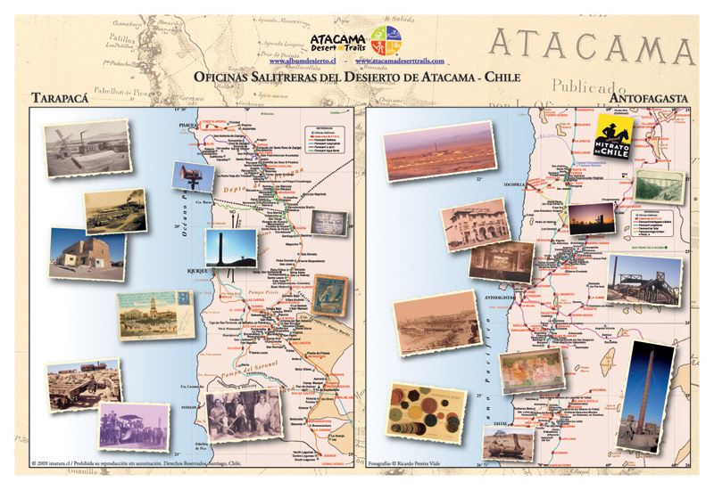 Mapas Ilustrados Oficinas Salitreras de Tarapacá y Antofagasta $8.500